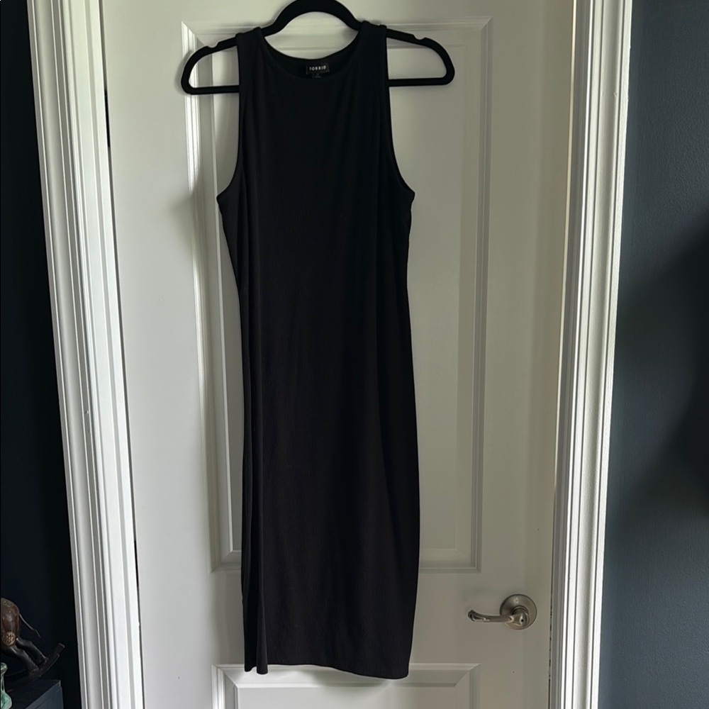 Torrid Black Sheath Midi Dress Crew Neck Sleeveless
